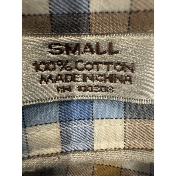 Peter Millar Men’s S Blue Yellow Plaid 100% Cotton Button Down Classic Fit - Picture 7 of 8